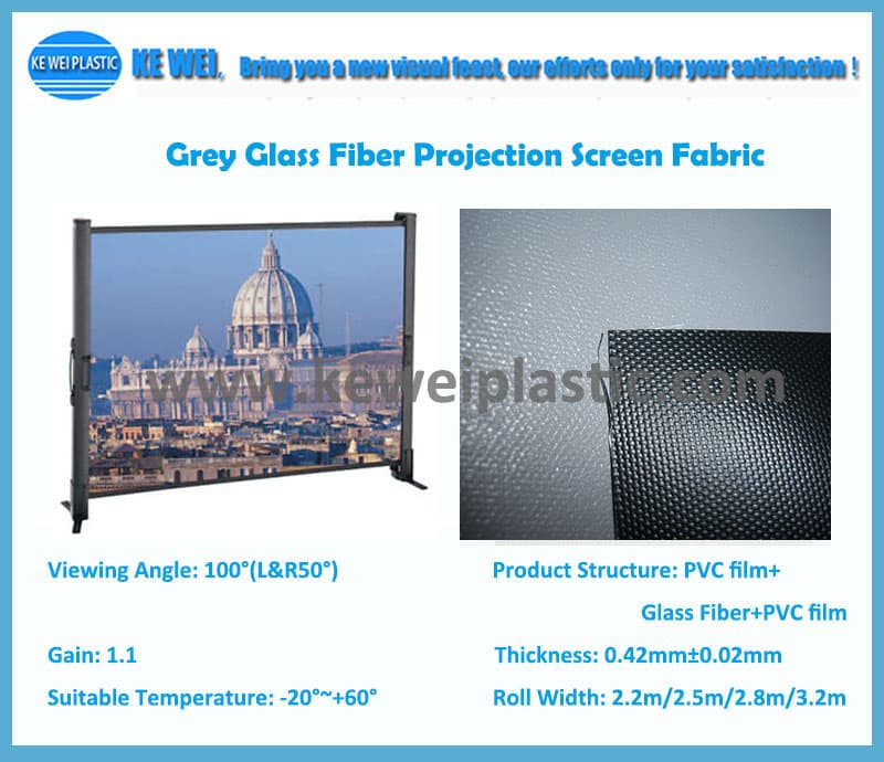 High definition grey glass fiber projection sreen fabric